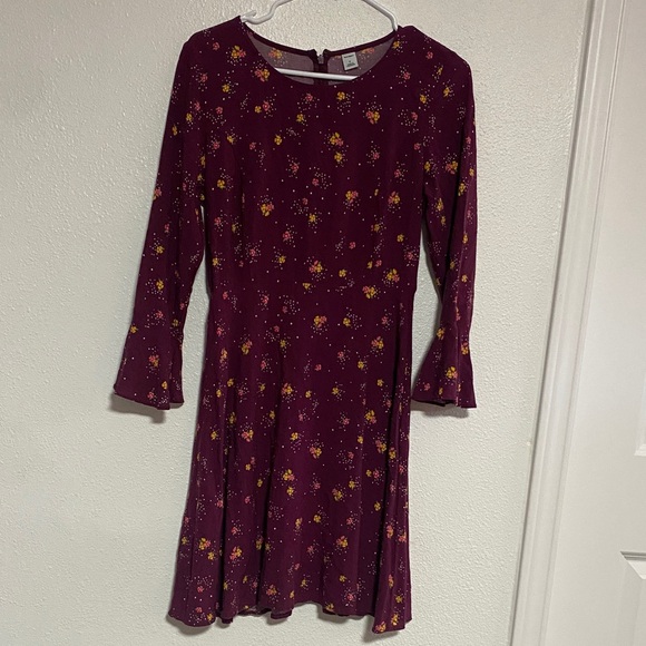 Old Navy Burgundy Floral Long Sleeve Dress - Picture 1 of 7